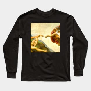 Creation of Adam - Hands and Fingers Michelangelo Sistine Chapel Long Sleeve T-Shirt